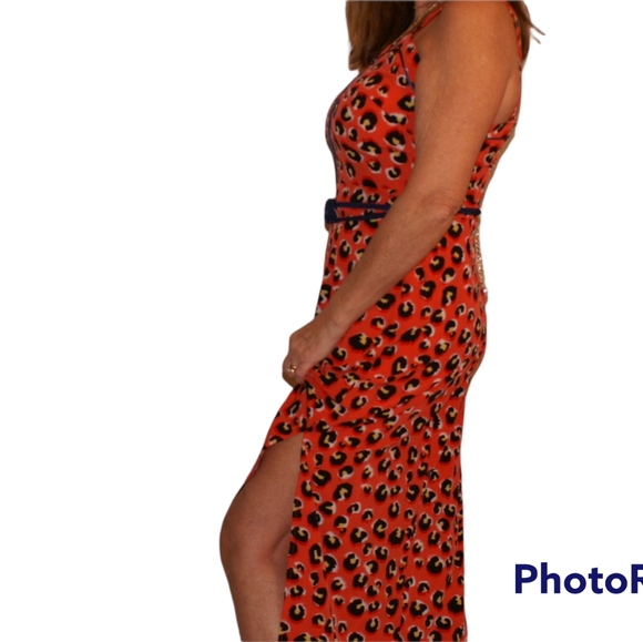 Coral Open Back Animal Print Maxi Dress - Picture 8 of 9